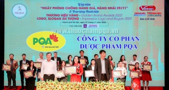 Dược phẩm PQA tự hào nhận giải thưởng "Thương Hiệu Vàng" 2022